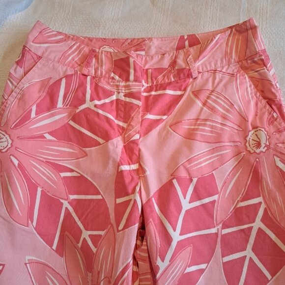 Lilly Pulitzer women's size 4 white label pink & white capri - Picture 2 of 6
